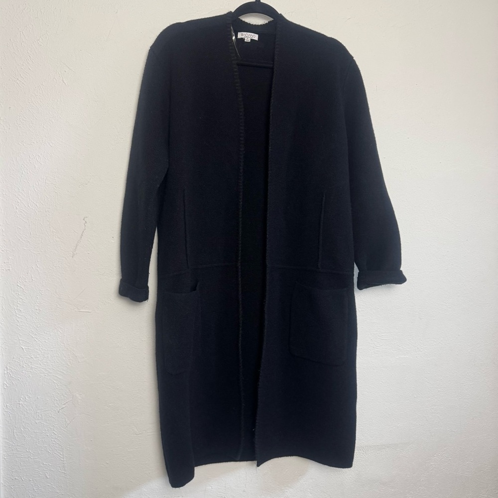 Baciano Australian Longline Wool Blend Solid Open‎ Cardigan